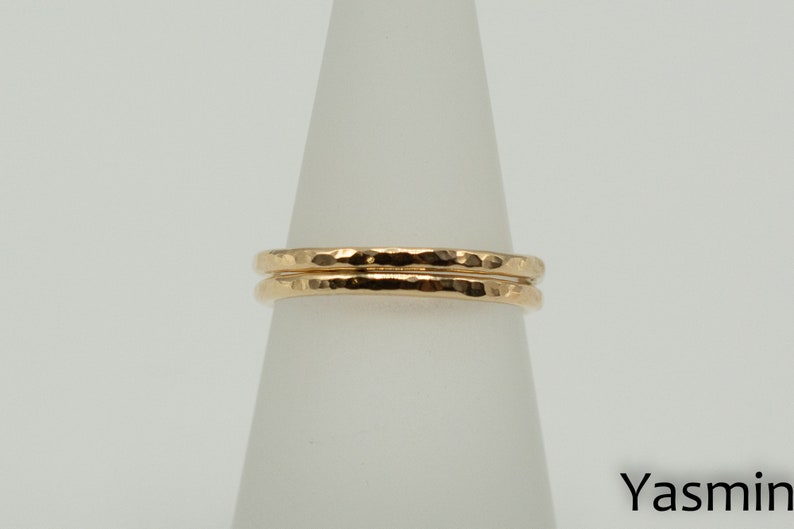Goldfilled stacking ring hammered look image 6