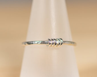 Thick sterling ring hammered look with movable eyelets