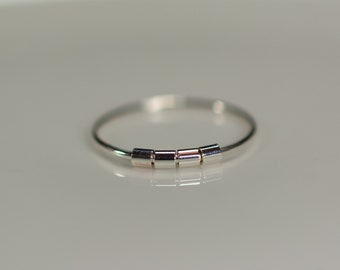 925 silver ring with movable silver tubes