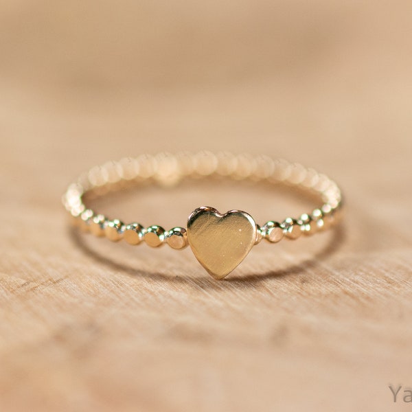 Goldfilled plate ring with heart - also with letters