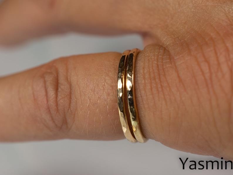 Goldfilled stacking ring hammered look image 5