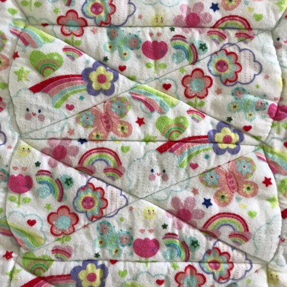 Watercolor Rag toddler size Watercolor Floral Flannel Rag Quilt Bedding Home & Living ...