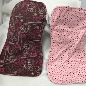 Baby Burp Pad Set (2)- Pink and Brown Animals with Hearts Back