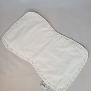 Burp Pad - White Cotton with Variegated Decorative Stitching