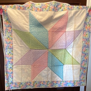 Pastel Hearts Eight Point Star Quilt