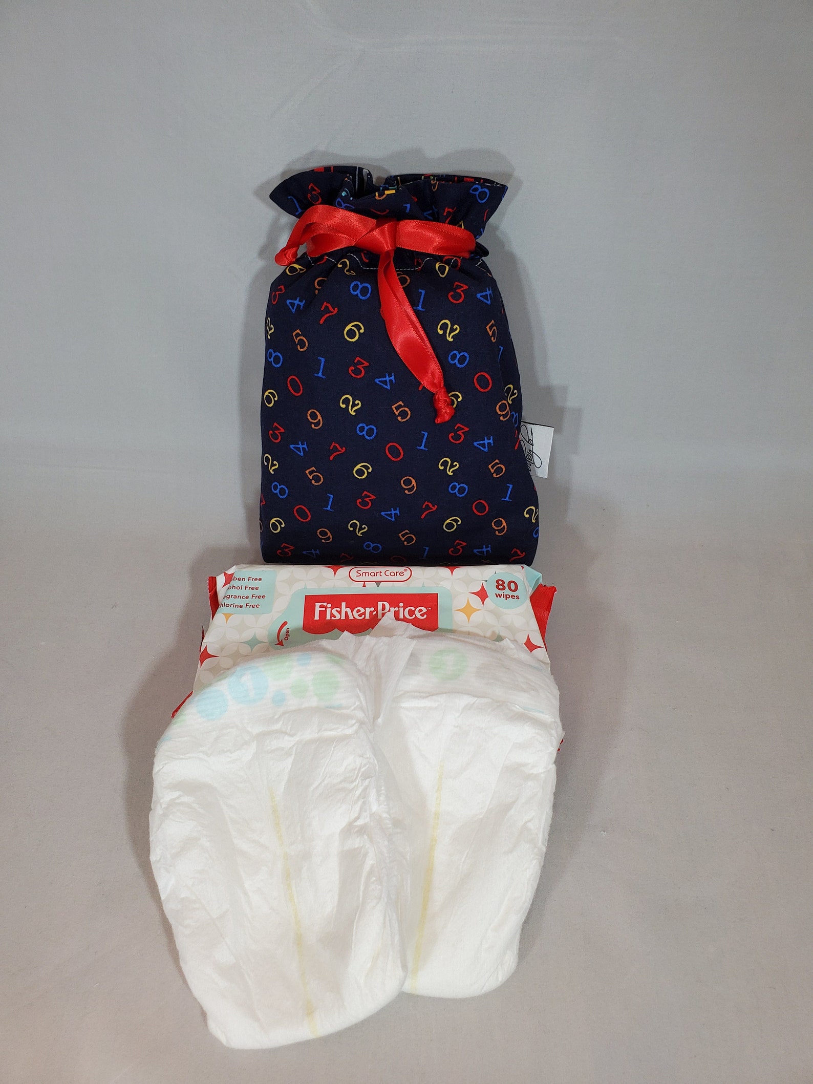 Drawstring Number Bags Small Drawstring Bag - Colorful Numbers on Navy With Red Ties - Etsy