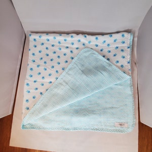 Receiving Blanket - Modern Owl and Wavy Teal Swaddle Cloth