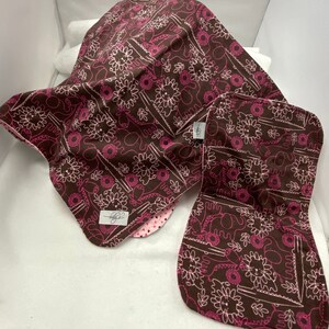 Receiving Blanket and Burp Pad Set - Brown and Pink Animals with Hearts Back