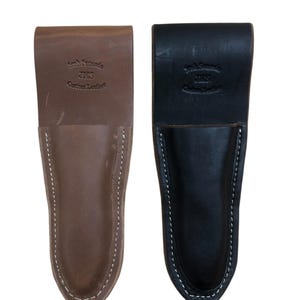 Our Leather Plier Holder fits a belt loop up to 3 inches wide. Made with reinforced rivets at stress points. sturdy belt loop.