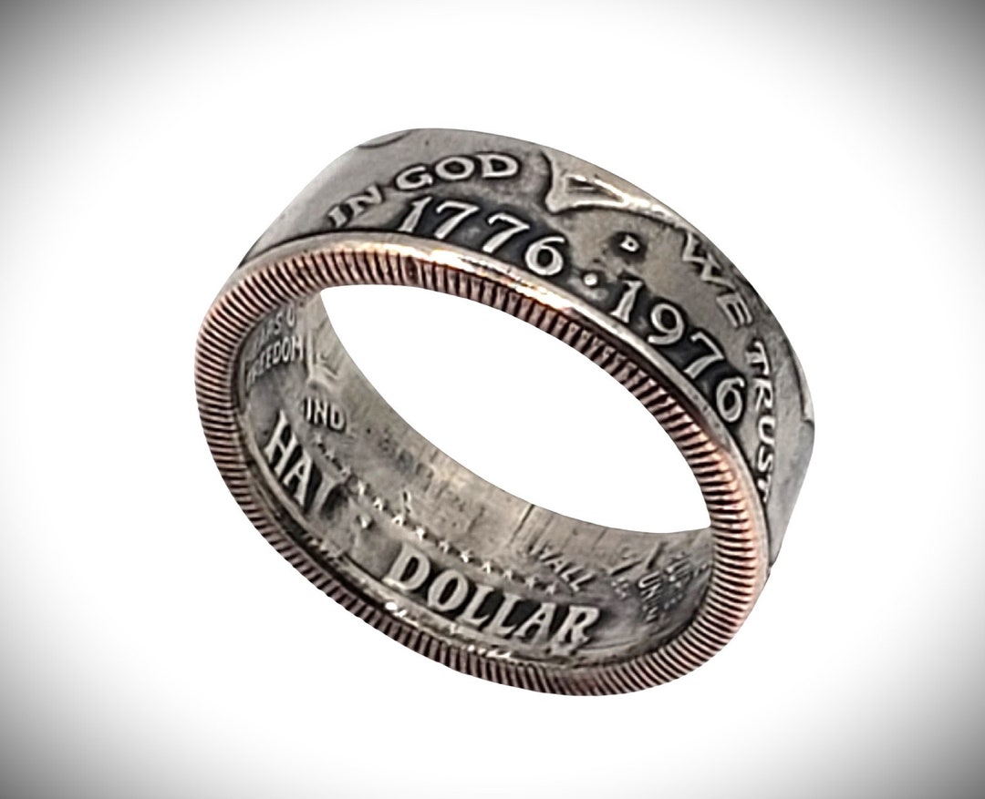 Bicentennial Half Dollar Coin Ring – 1776-1976 Authentic Silver Men's ...