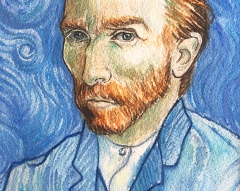 Originele aquarel schilderij "Van Gogh"