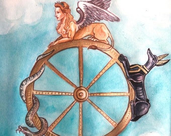 Original Watercolor Painting ''Wheel of Fortune" (Promotional Price)