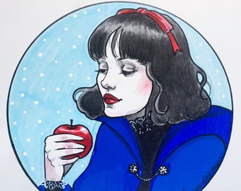 Original Watercolor Illustration Snow White