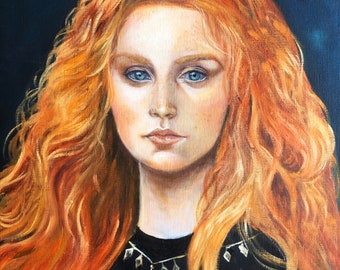 Original Oil Painting Red Haired Girl