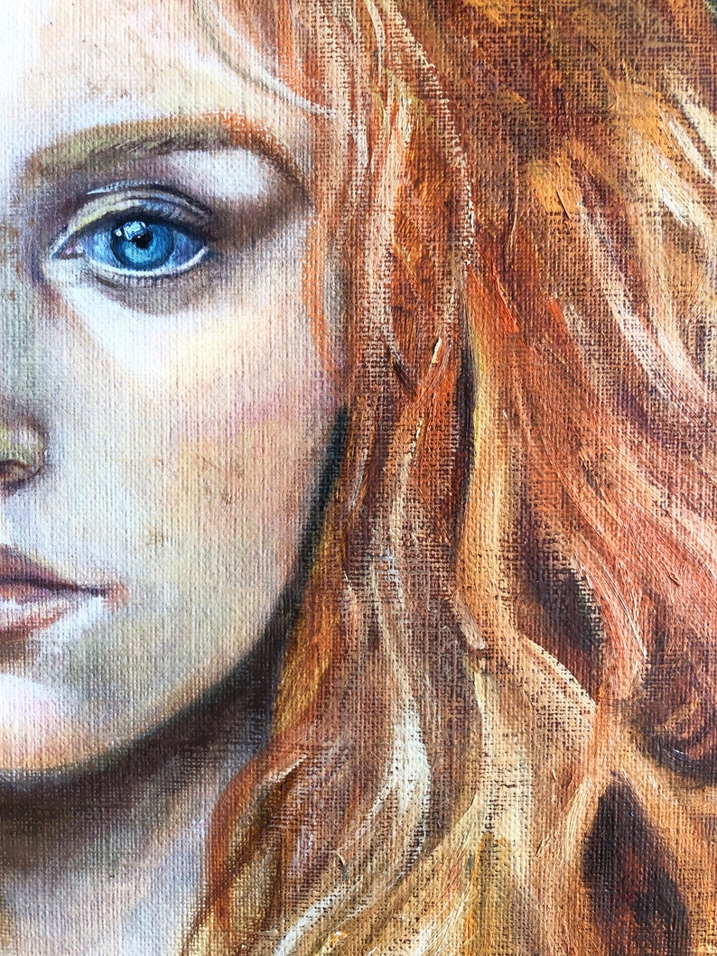 Original Oil Painting Red Haired Girl Etsy