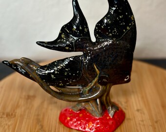 Abyssal Guardian Ceramic Fish Sculpture – Hand Glazed Mythic Sea Creature – Ocean Fantasy Art – Deep Sea Gothic Decor