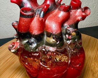 The Alchemist’s Heart - Anatomical Heart Resin Sculpture – Gothic Medical Art – Dark Academia Decor – Human Heart Specimen Style Artwork