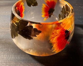 Portavelas de resina Sunset Bloom