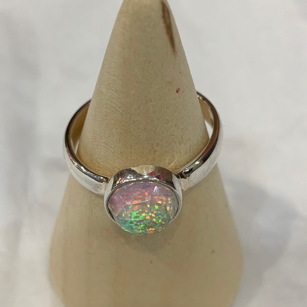 Genuine Australian Fire Opal Ron set in Sterling Silver size 8