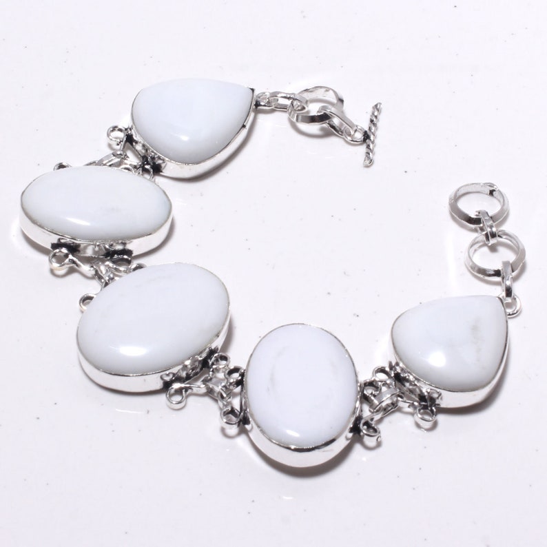 Howlite Gemstone Handmade Bracelet sterling silver