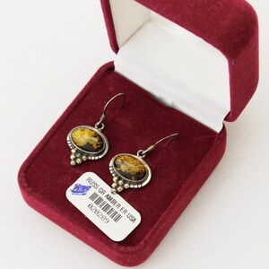 NOS 90s Oval BALTIC Genuine AMBER Sterling Drop Dangle Earrings; New Old Stock Original Box