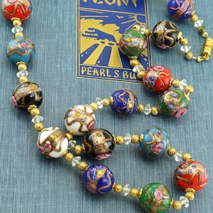 Big COLORFUL Venetian Wedding Cake ART GLASS Bead Necklace; Charitable Donation