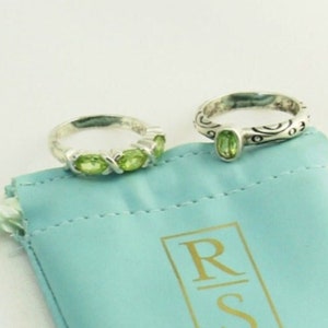 90s Estate ROSS SIMONS 925 Peridot Two Ring ORIGINAL Case Set Lot; Disaster Relief