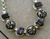 Purple Amethyst Molded Glass W.GERMANY Chunky Necklace; 1950s Purple Mid Century Victorian Revival