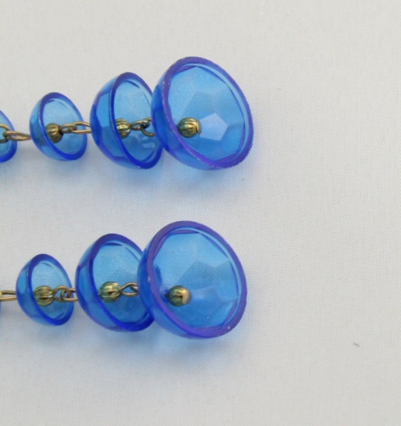 1960s Go-Go Girl Blue Bell Dangle Drop Clip Earri… - image 6