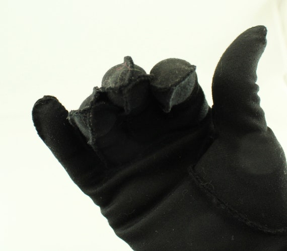 1940s Black VAN RAALTE  Long Cotton Gloves Button… - image 6