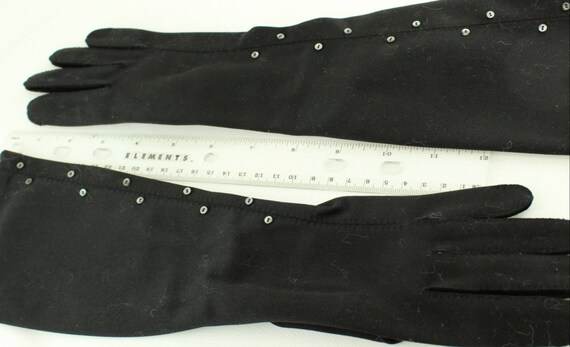 1940s Black VAN RAALTE  Long Cotton Gloves Button… - image 7