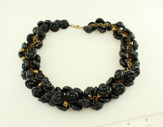 40s HASKELL-esque Black Button Charm GT 22” Neckl… - image 2