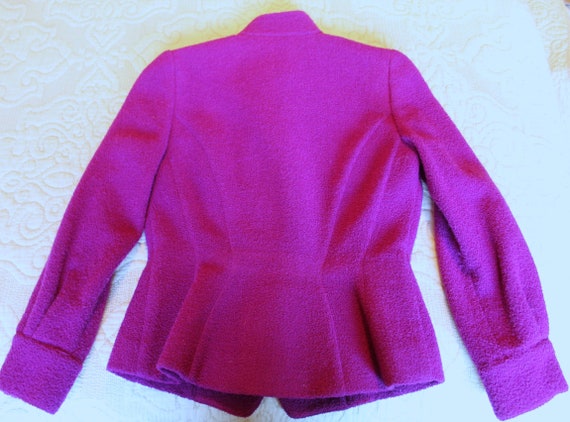 Sculpted THIERRY MUGLER 80s Raspberry Crepe Wool … - image 5