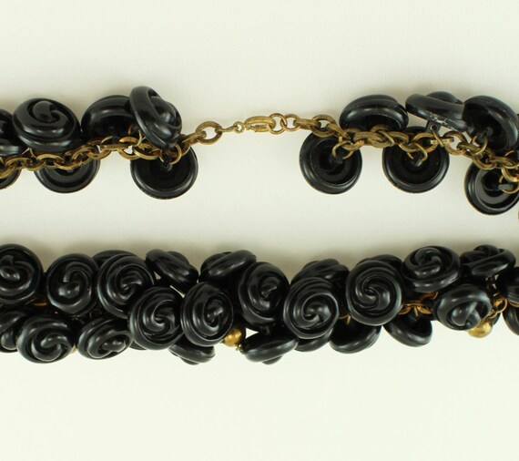 40s HASKELL-esque Black Button Charm GT 22” Neckl… - image 4