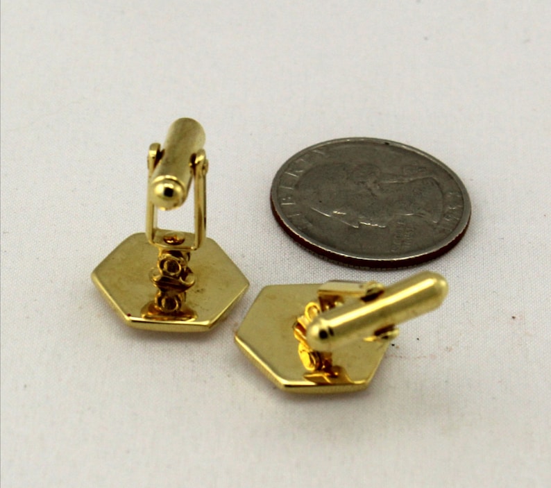 Vintage 70s GT Minimalist Hexagon Swivel Cuff Links; Travel Jewelry