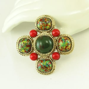 Book Piece 60s MOSAIC Pattern Maltese Cross GT Pin; Desirable Sarah COVENTRY
