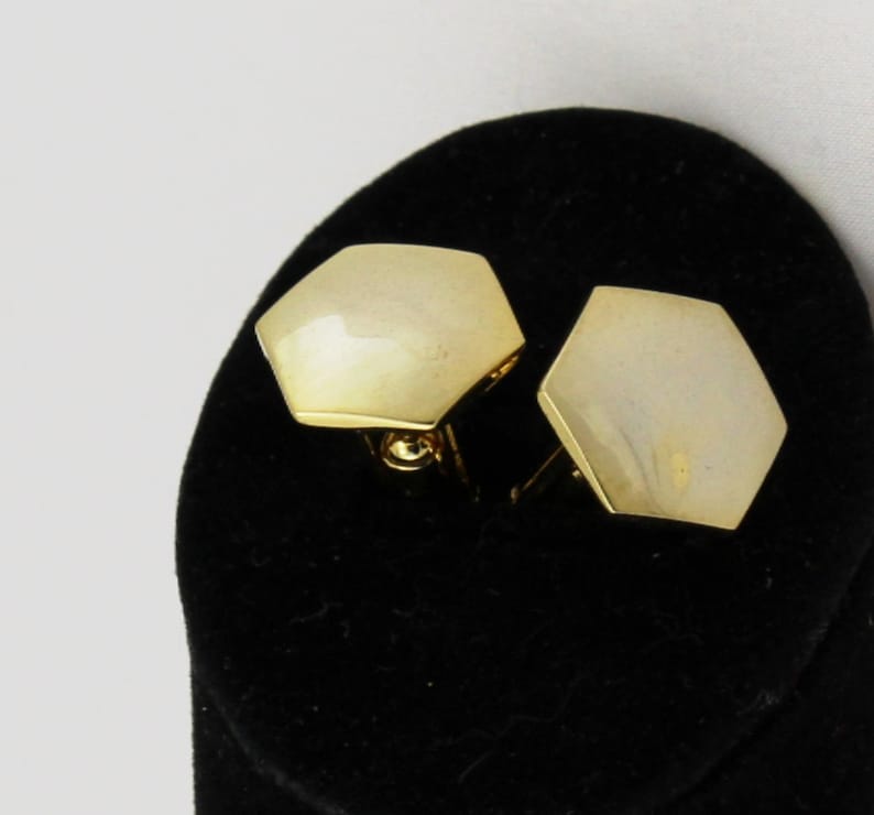Vintage 70s GT Minimalist Hexagon Swivel Cuff Links; Travel Jewelry