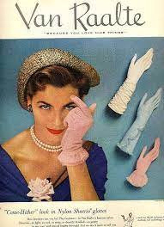 1940s Black VAN RAALTE  Long Cotton Gloves Button… - image 9