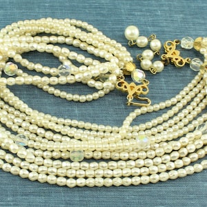80s Multi Strand Baroque Faux Freshwater Pearl Adjustable Necklace; CHARITABLE DONATION