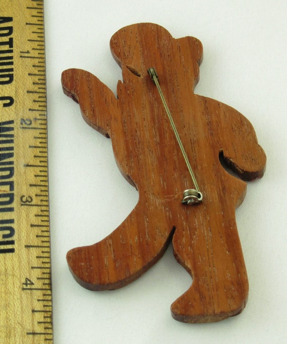 40s LARGE Carved Painted Wood Bear Pin; Bellhop C… - image 4