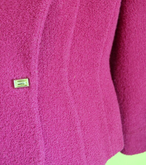 Sculpted THIERRY MUGLER 80s Raspberry Crepe Wool … - image 3