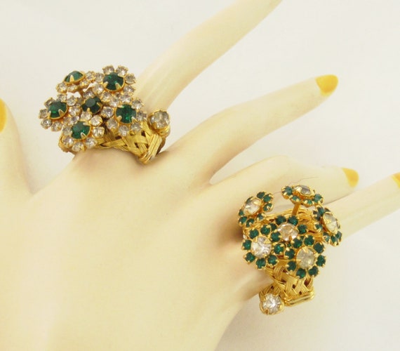 Vintage LOT Rhinestone Green Rhinestone Floret Wra