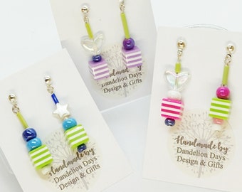 Mismatch earrings, Mix and Match, Summer jewellery, Quirky gift for her