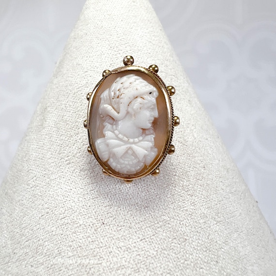 Vintage Expertly Carved "eerie" Victorian Lady Cameo Brooch - Oval Frame  Gold Beads - Wears Large Collar Dress - Very Detailed - Tiny Pin - Etsy