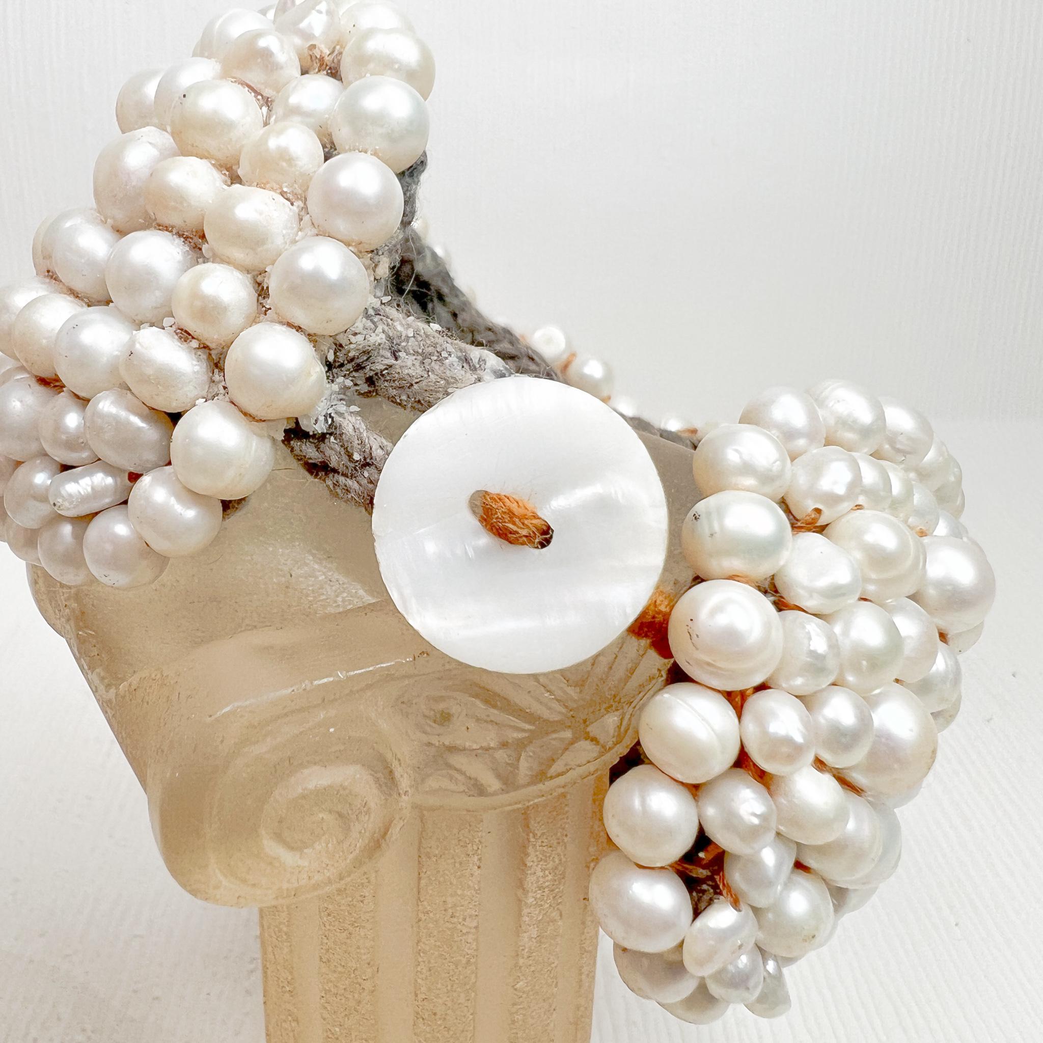 Vintage LARGE Italian Pearl Bracelet - Amedeo Carved Cameo