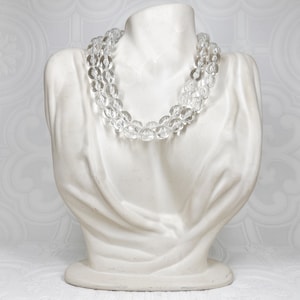 Vintage Lucite Ice Bead Choker: Double Strand Bumpy Necklace