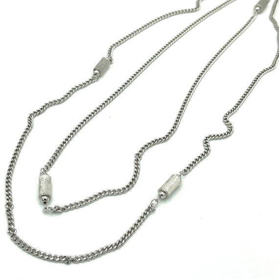 Vintage Monet Silver Tone Long Necklace / Extra Lo