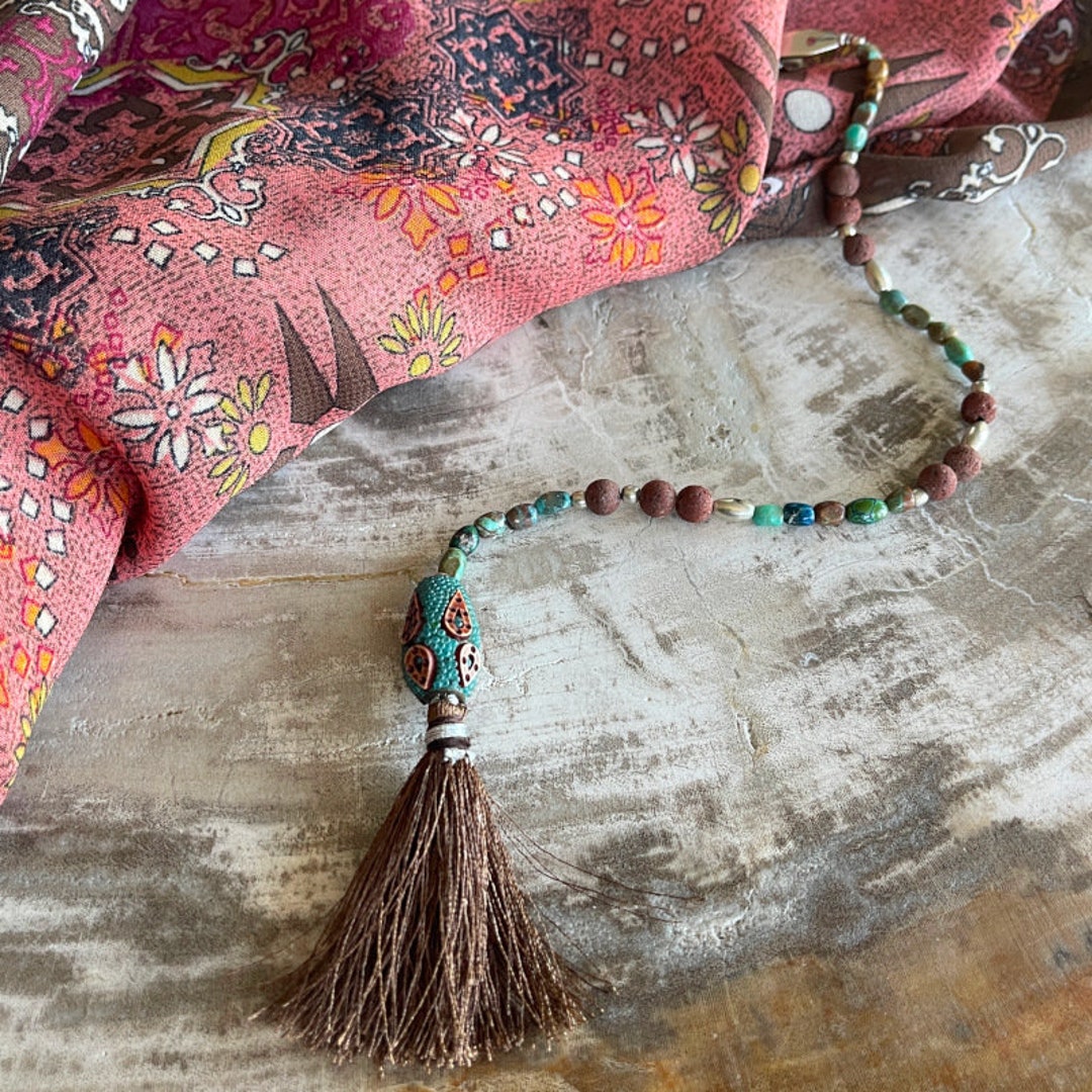 Boho Beaded Hair Jewelry / Dangling Hair Accessory / Brown Bollywood ...