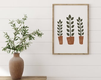 Plants Wall Print, Boho Abstract Art, Botanical Wall Art, Printable Wall Art, House Plant Art, Plant Printable, Plant Wall Decor, Boho Art
