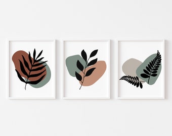 Abstract Leaf Print Set: Boho Botanical Wall Art (Digital Prints)